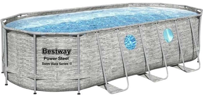 BESTWAY XXXL baseins ar sūkni, kāpnēm un panorāmas logiem – 549x274x122 cm